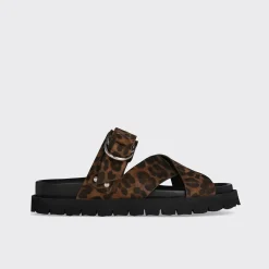 PIERRE HARDY CROSS RIDER FLAT SANDAL Leopard Best Sale
