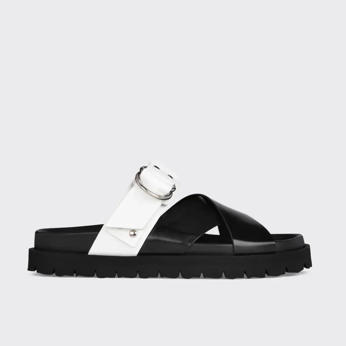 PIERRE HARDY CROSS RIDER FLAT SANDAL Black,white Fashion