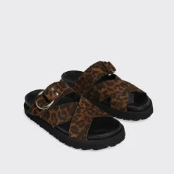 PIERRE HARDY CROSS RIDER FLAT SANDAL Leopard Best Sale