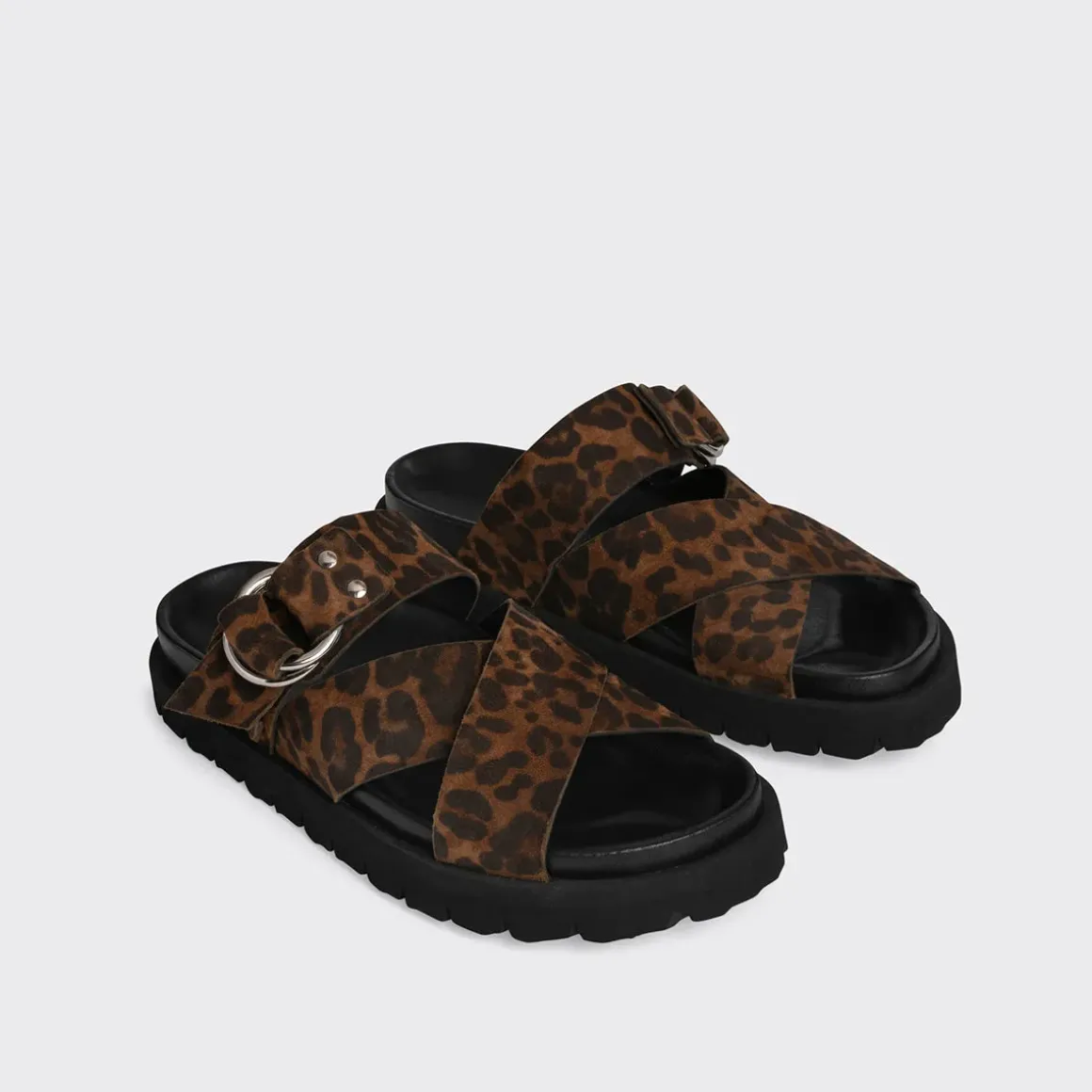 PIERRE HARDY CROSS RIDER FLAT SANDAL Leopard Best Sale