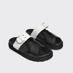 PIERRE HARDY CROSS RIDER FLAT SANDAL Black,white Fashion