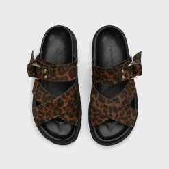 PIERRE HARDY CROSS RIDER FLAT SANDAL Leopard Best Sale