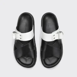 PIERRE HARDY CROSS RIDER FLAT SANDAL Black,white Fashion