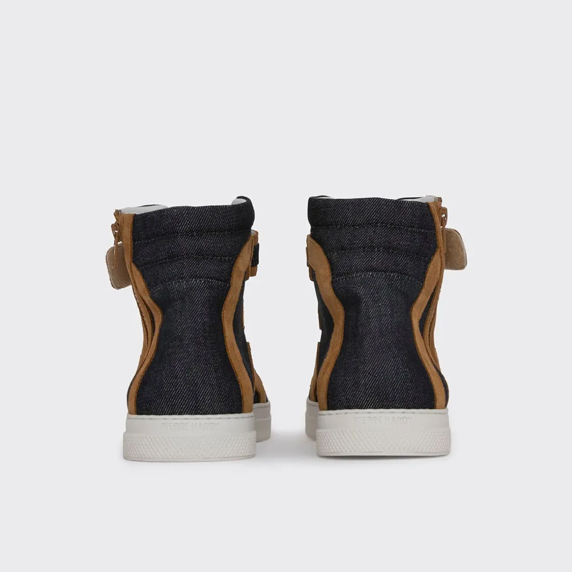 PIERRE HARDY 112 HIGH-TOP SNEAKERS Bluedenim,camel Online