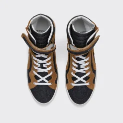 PIERRE HARDY 112 HIGH-TOP SNEAKERS Bluedenim,camel Online
