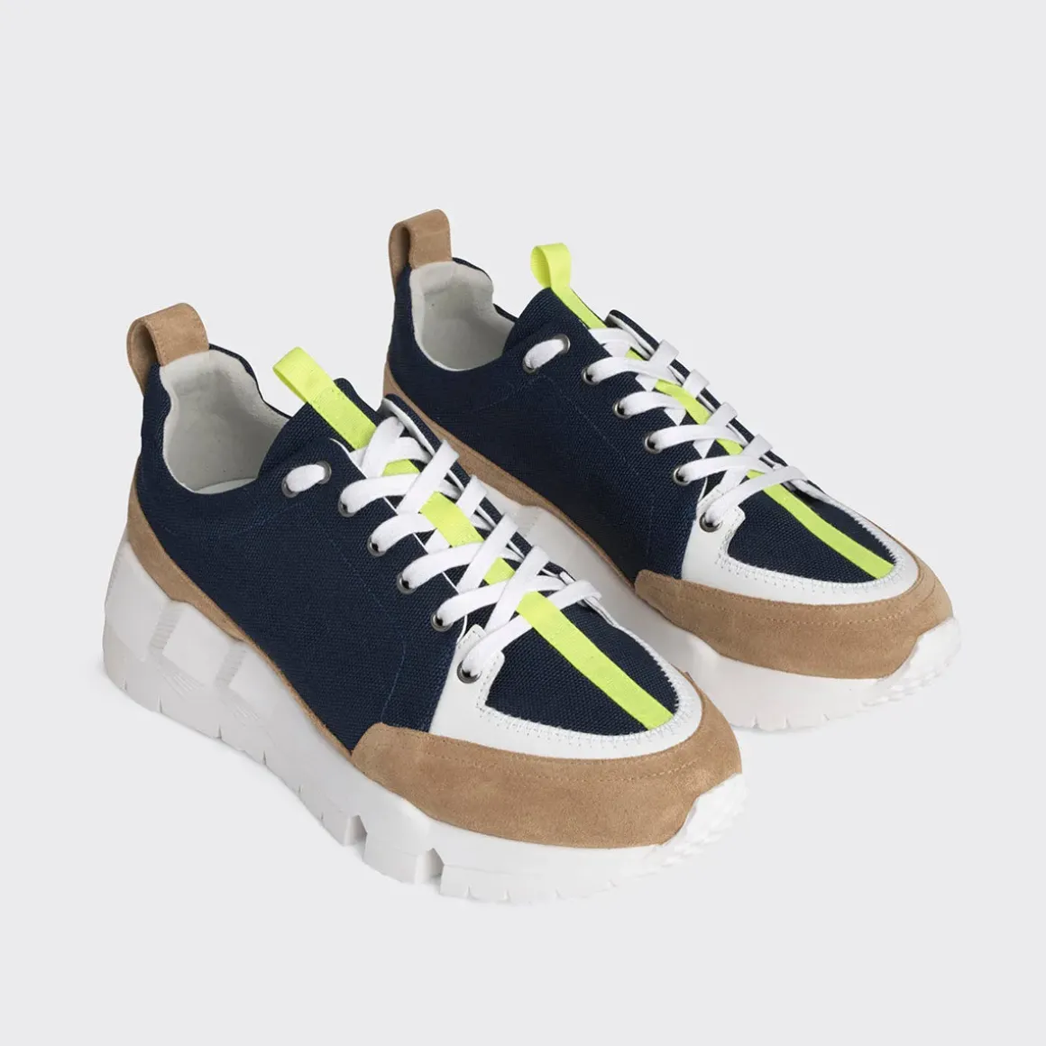 PIERRE HARDY STREET LIFE SNEAKERS Navy,sand,yellow Flash Sale