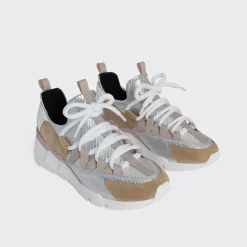PIERRE HARDY TREK COMET SNEAKERS Silver,sand,pink Best Sale