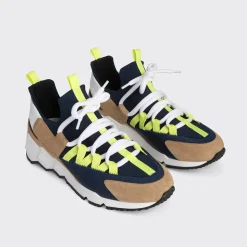 PIERRE HARDY TREK COMET SNEAKERS Sand,navy,yellow Cheap