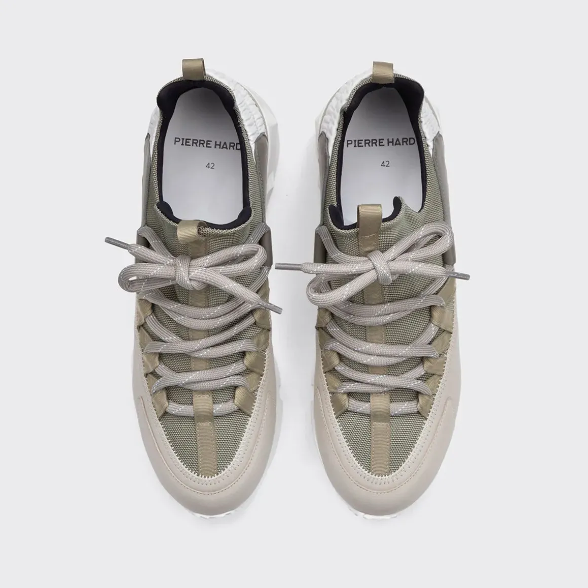 PIERRE HARDY TREK COMET SNEAKERS Kaki,lightgrey,white Hot