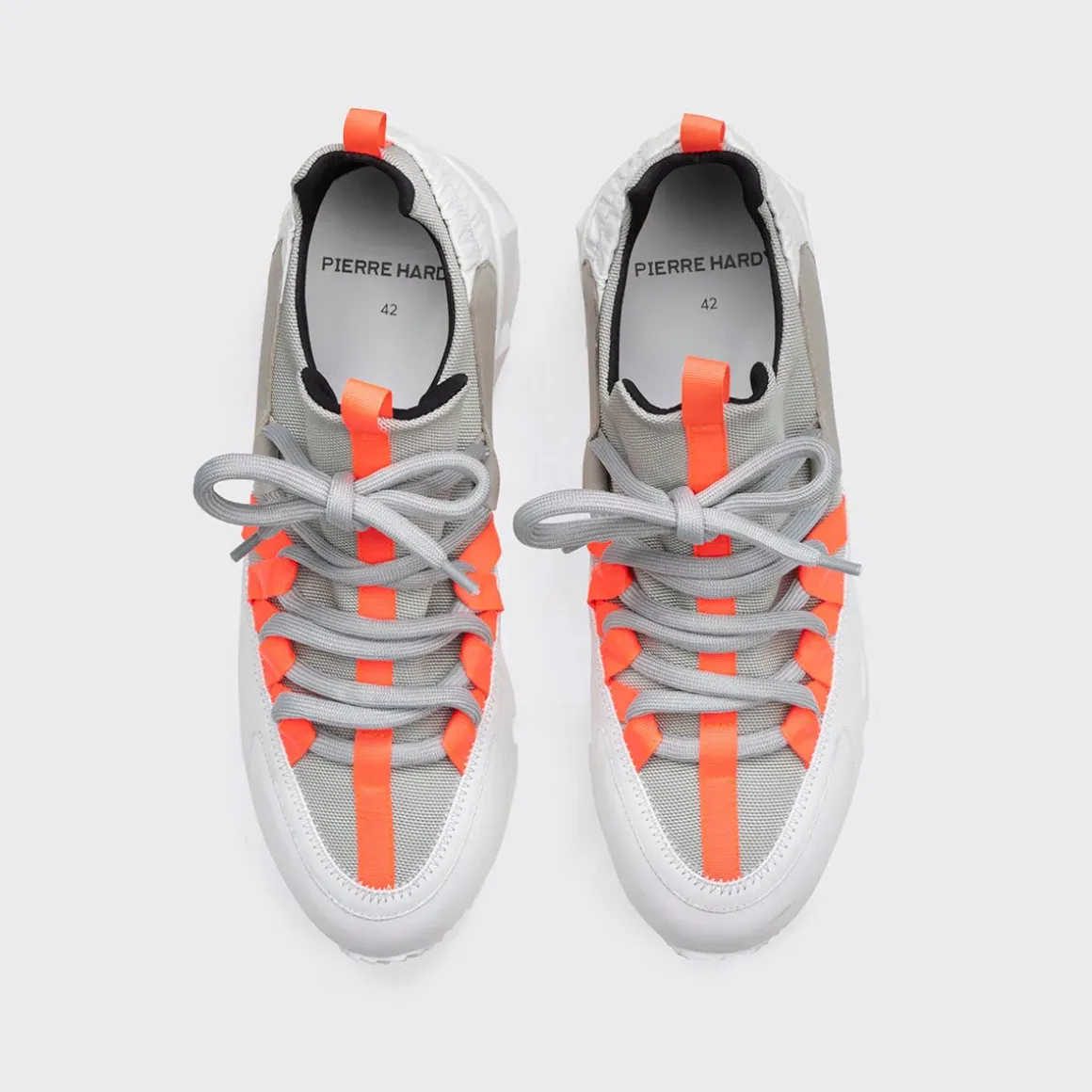 PIERRE HARDY TREK COMET SNEAKERS Lightgrey,white,orange Sale