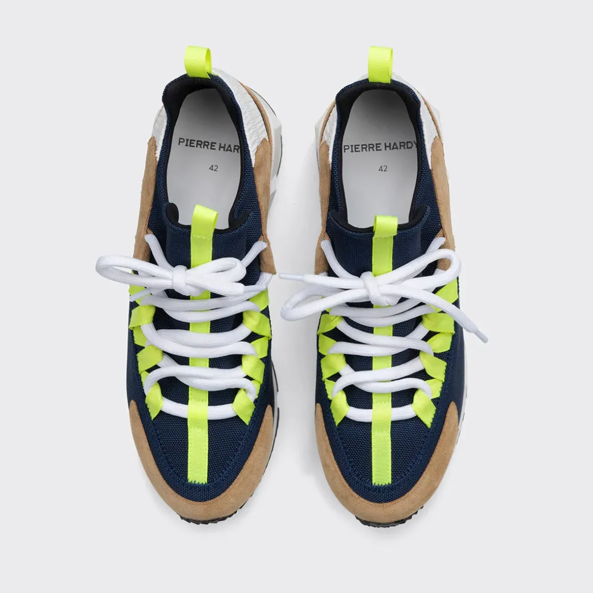 PIERRE HARDY TREK COMET SNEAKERS Sand,navy,yellow Cheap